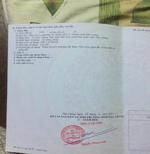 Bán Nền KDC Tỉnh Ủy Hậu Giang