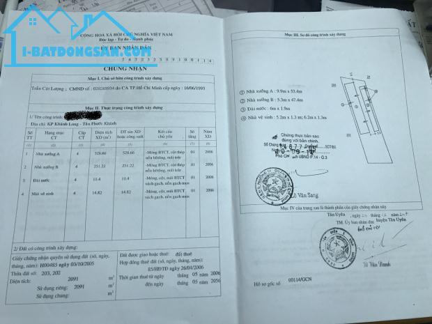 Bán kho, nhà xưởng 2 mặt tiền tại Xã Tân Phước Khánh, Tân Uyên, Bình Dương