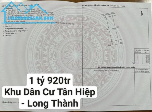 Bán lô đất KDC Tân Hiệp, Long Thành: 5 x 19, giá 1,92 tỷ - 4