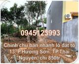 ⭐Chính chủ bán nhanh lô đất tổ 13, P.Hương Sơn, TP.Thái Nguyên, chỉ 850tr; 0945123993