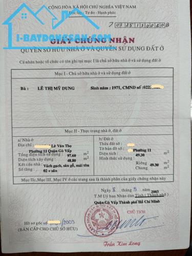 Bán nhà Nguyễn Văn Khối P. 11 Quận Gò Vấp, ngang 4m, giá chỉ 4.x tỷ - 1