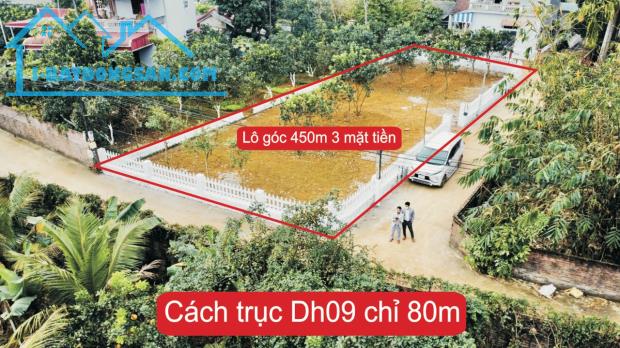 Bán Đất Hòa Thạch lô góc 3 mặt tiền 450m2 13tr sát đường DH09. LH: 0977234623 - 2