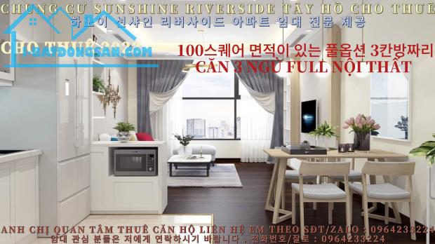 (Chung cư Sunshine RiverSide Phú Thượng) cho thuê căn 3 ngủ Full giá thuê Thương lượng.