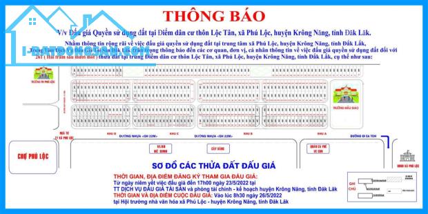 Bán 132m2 đất thổ cư, ngay TTHC Huyện Krong Năng, sát chợ Phú Lộc, giá 668 Tr/Nền