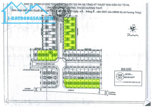 Bán đất 160m2 KQH Thuỷ Lương, mặt tiền đường Hoàng Minh Đạo, Hương Thủy, chỉ 1,65 tỷ - 1