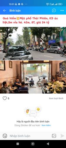 Quá hiếm💥Mặt phố Thái Phiên, KD ác liệt,5m vỉa hè. 42m, 3T, giá 24 tỷ