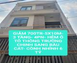 GIẢM 700TR- 48M- 3 TẦNG- 4PN- HẺM THÔNG TRƯỜNG CHINH BÀU CÁT- NHỈNH 6 TỶ