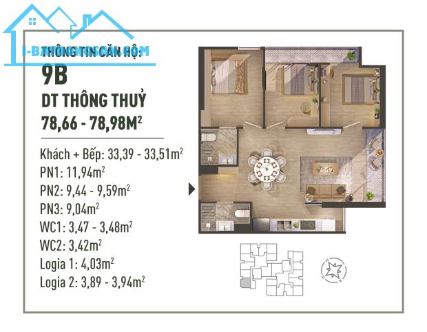 Mở bán quỹ căn 3PN siêu đẹp của The Fibonan. 4,2 tỷ 78m2. LH: 0968 968 605