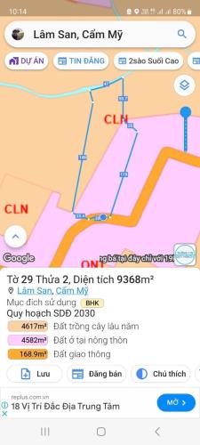 Bán đất diện tích 9368m2 28mt đường bê tong cách tỉnh lộ 765 300m thuộc xã lâm san Cẩm Mỹ - 1