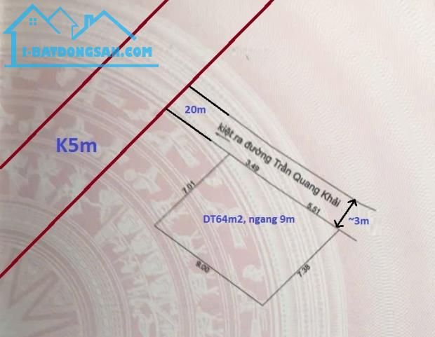 ♪ Đất Kiệt 3m, sát Ô tô, Trần Quang Khải, 64m2, ngang 9, vuông, Kinh doanh, 2.25 tỷ - 4