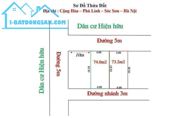 Bán 74m2 đất Phù Linh, Sóc Sơn đất hai mặt tiền 4m ô tô tránh giá nhỉnh tỷ xíu - 1