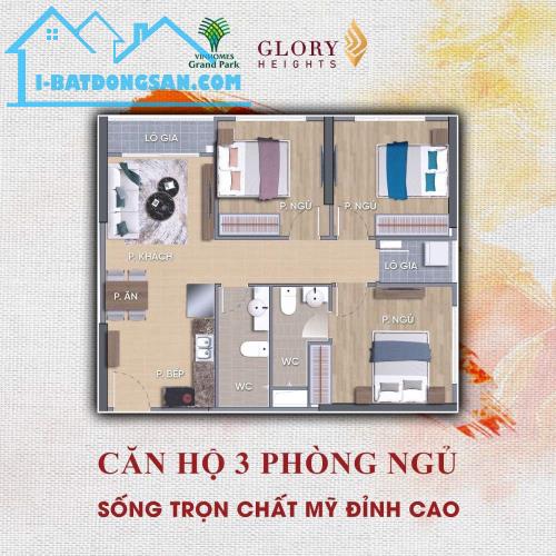 GLORY HEIGHTS CĂN 3PN - 81M2 CÒN 4.1 TỶ, VAY 70% MIỄN GỐC + LÃI 48 THÁNG, BÀN GIAO NGAY - 1