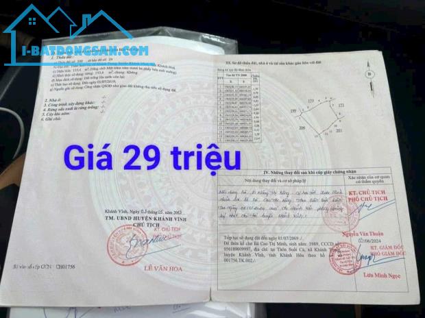 ĐÁT NÊN KHÁNH HOÀ CHỈ 29 TRIỆU NHANH TAY MUA NGAY - 1