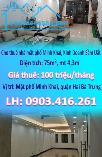 Cho thuê nhà mặt phố Minh Khai, Kinh Doanh Sầm Uất 75m², 8 tầng, 8 ngủ