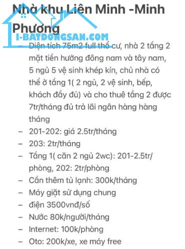 Bán nhà Liên Minh, Minh phương 75m2 1.7 tỷ, dòng tiền 11tr/tháng - 2