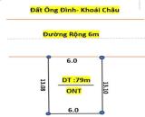 Bán đât Ông đình khoái châu diện tích 80m mặt tiền 6m đường trươc đất 6m giá đầu tư