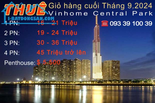 Giá thuê Vinhomes Central Park T10.2024: Căn hộ, Shophouse, Biệt thự Full NT: từ 16