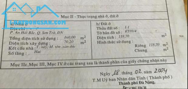 Bán nhà 2 tầng 2 mặt tiền Đường Phan Bôi, An Hải Bắc,  Sơn Trà,   Đà Nẵng. - 1