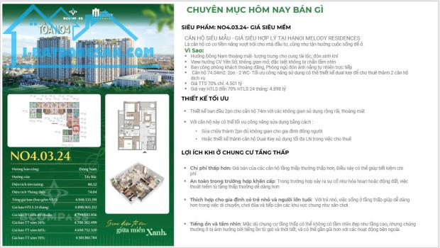 BÁN DỰ ÁN CĂN HỘ SIÊU MẪU - GIÁ SIÊU HỢP LÝ TẠI HANOI MELODY RESIDENCES - 4