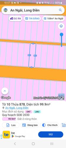 Cần bán gấp lô đất mặt tiền đường nhựa vỉa hè khu dân cư xã An Ngãi, huyện Long Điền.