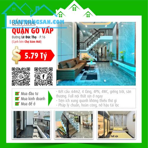 ✅  Bán nhà hẻm xe hơi, gần chợ Xóm Mới - Full nội thất, giá tốt 5.79 tỷ