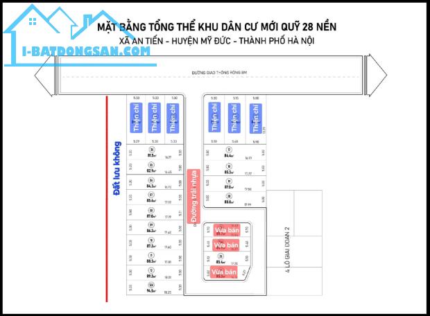 HOA KHÔI ĐẤT AN TIẾN - MỸ ĐỨC - HÀ NỘI DT 85.4m2, MT5.1m, đường trước đất 4m - 5