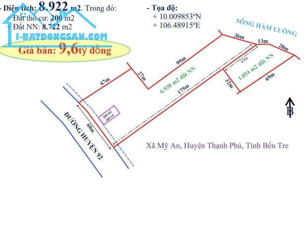 Bán gấp 8.922m2 đất (có 200m2 thổ cư) Huyện Thạnh Phú, Tỉnh Bến Tre giá siêu rẽ 0939 372