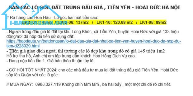 BÁN LẠI ĐẤT TRÚNG ĐẤU GIÁ HOÀI ĐỨC, GIÁ THỎA THUẬN - 4