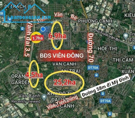 Rẻ nhất lô 50m2 đất dịch vụ 25,2ha Vân Canh không bốt điện, sổ riêng, giá 7,1tỷ bao phí - 1