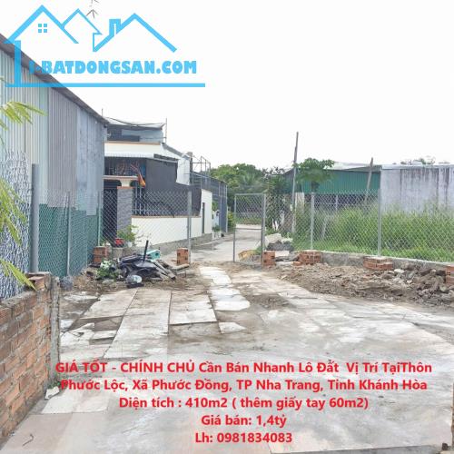 GIÁ TỐT - CHÍNH CHỦ Cần Bán Nhanh Lô Đất  Vị Trí Tại TP Nha Trang, Tỉnh Khánh Hòa - 4