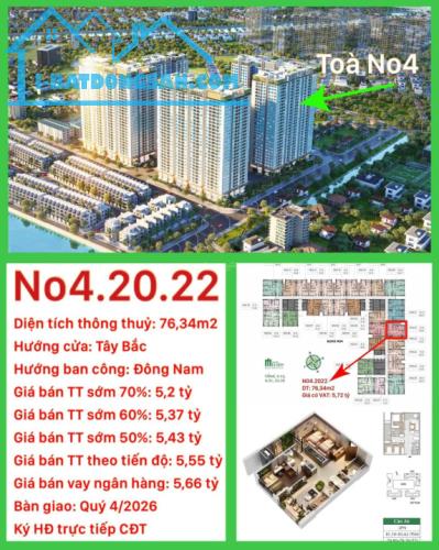 Căn 3 ngủ103m2 tầng đẹp hướng Đông Nam tại Hanoi Melody Residences Linh Đàm. chốt liền - 1