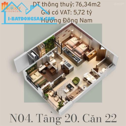 Căn 3 ngủ103m2 tầng đẹp hướng Đông Nam tại Hanoi Melody Residences Linh Đàm. chốt liền - 3