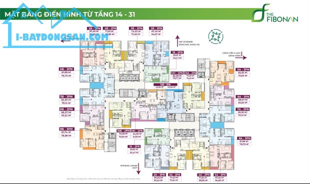 Bán căn hộ 2PN 2WC rộng 78m2 tại The Fibonan, đơn giá 55tr/m2 - 1