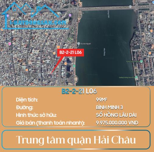 CẦN BÁN GẤP LÔ ĐẤT VỊ TRÍ VÀNG - BÌNH MINH 3 - HẢI CHÂU - 99m² - 1