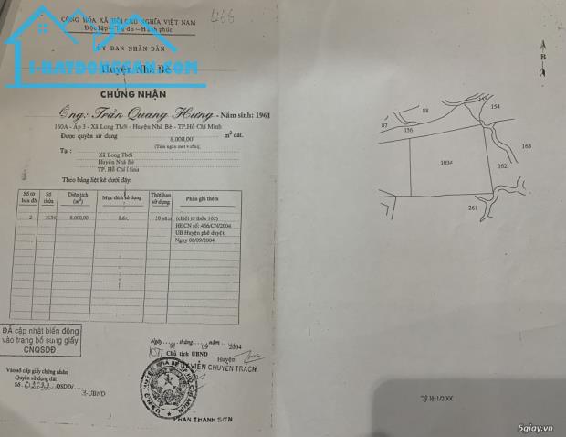 BÁN LÔ ĐẤT NÔNG NGHIỆP ĐƯỜNG NGÔ QUANG THẮM HUYỆN NHÀ BÈ GIÁ 1TR5/M2 - 1