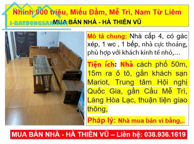 Nhỉnh 900 triệu, Miếu Đầm, Mễ Trì, Nam Từ Liêm MUA BÁN NHÀ - HÀ THIÊN VŨ - 2