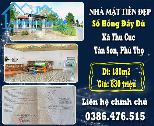 CHÍNH CHỦ BÁN CĂN NHÀ MẶT TIỀN TẠI XÃ THU CÚC, TÂN SƠN, PHÚ THỌ