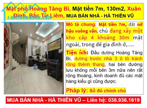 Mặt phố Hoàng Tăng Bí, Mặt tiền 7m, 130m2, Xuân Đỉnh, Bắc Từ Liêm, MUA NHÀ, HÀ THIÊN VŨ - 5