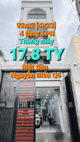 Bán nhà mới mặt tiền Nguyễn Biểu Q5, thang máy, gara oto, 92m2[4×23] 4tang 6PN. Chỉ 17.8TY