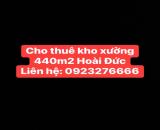 CHO THUÊ KHO XƯỞNG 440M2 TẠI XÓM 4, ĐÊ SONG PHƯƠNG, YÊN THÁI, TIỀN YÊN, HOÀI ĐỨC, HÀ NỘI