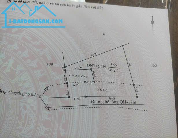 Chính chủ cần bán mảnh vườn thuộc QH KĐT Phú Xuân (ngay sau Công ty Cà Phê 49) - 2