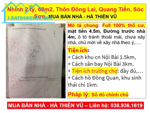 Nhỉnh 2 tỷ, 68m2, Thôn Đông Lai, Quang Tiến, Sóc Sơn, MUA BÁN NHÀ - HÀ THIÊN VŨ - 3