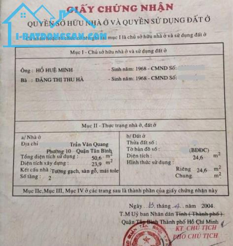 25m2 TRẦN VĂN QUANG - 3 TẦNG - 4 PN - NHỈNH 2 TỶ - 4