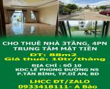 CHO THUÊ NHÀ 3TẦNG, 4PN, TRUNG TÂM MẶT TIỀN SỐ 10 KDC LÊ PHONG ĐƯỜNG N5, P.TÂN BÌNH