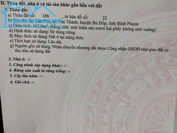 Chính Chủ Cần Bán Lô Đất Vị Trí Đắc Địa Tại  Xã Tân Thành, Huyện Bù Đốp, Bình Phước - 2