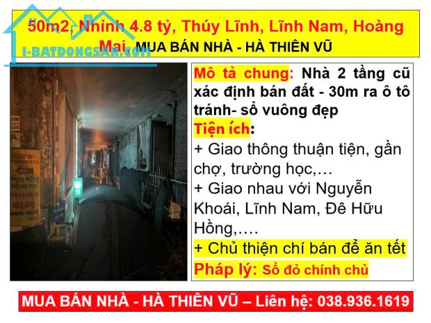 50m2, Nhỉnh 4.8 tỷ, Thúy Lĩnh, Lĩnh Nam, Hoàng Mai, MUA BÁN NHÀ - HÀ THIÊN VŨ - 3