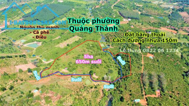 5ha phường Quảng Thành 650m view suối lớn,đất bằng giá cực rẻ tại thành phố Gia Nghĩa