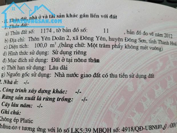 ĐẤT ĐẸP - GIÁ TỐT - Chính Chủ Cần Bán Lô Đất tại Đường 517, Xã Đông Yên, Đông Sơn, Thanh