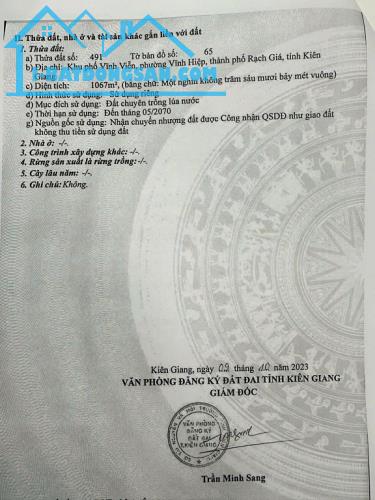 Cần bán thửa đất 1067m² tại Khu phố Vĩnh Viễn, phường Vĩnh Hiệp, TP Rạch Giá, Kiên Giang - 2