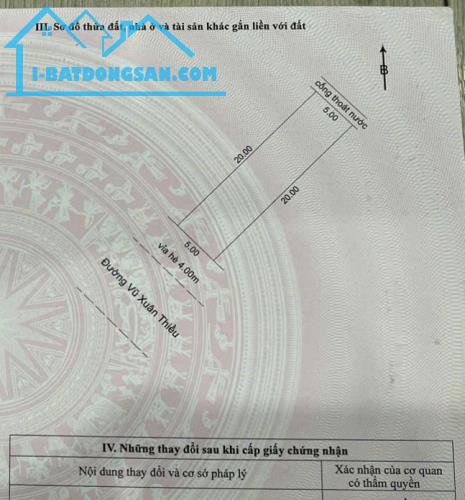 Bán lô đất đường Vũ Xuân Thiều, sát lô góc Vũ Đình Liên DT 100m2 giá 4ty2